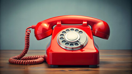 Vintage red telephone with rotary dial and cord , retro, communication, telephone, old-fashioned, classic, technology, nostalgic