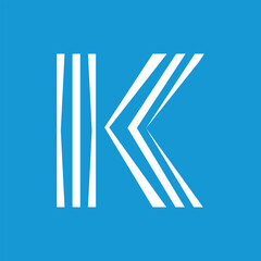 The letter K logo is in the form of stripes.