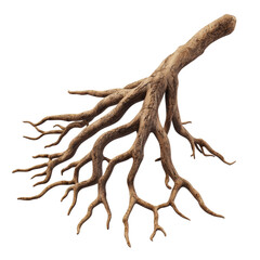 Fototapeta premium Detailed view of a tree root structure on a black background