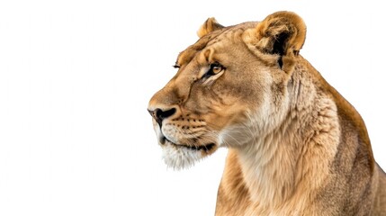 Obraz premium A regal lioness isolated on a transparent background.