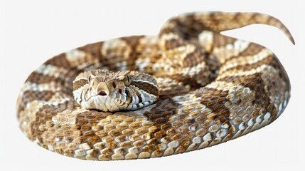 Fototapeta premium A rattlesnake coiled isolated on a transparent background.