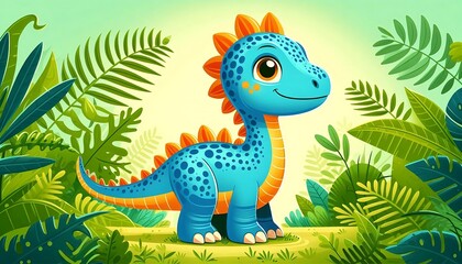 Obraz premium A Cartoon Drawing of a Cute Dinosaur
