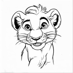 Fototapeta premium Kids Coloring Page: Happy Lion Cub