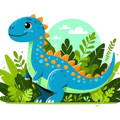 A Cartoon Drawing of a Cute Dinosaur