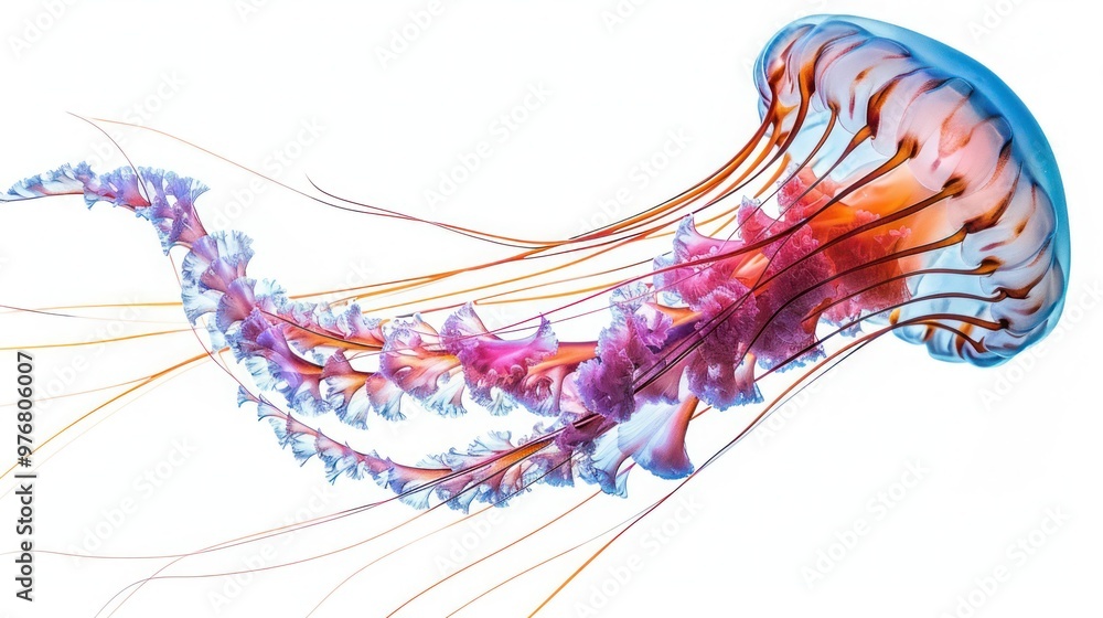Aufkleber a jellyfish with trailing tentacles isolated on a transparent background.