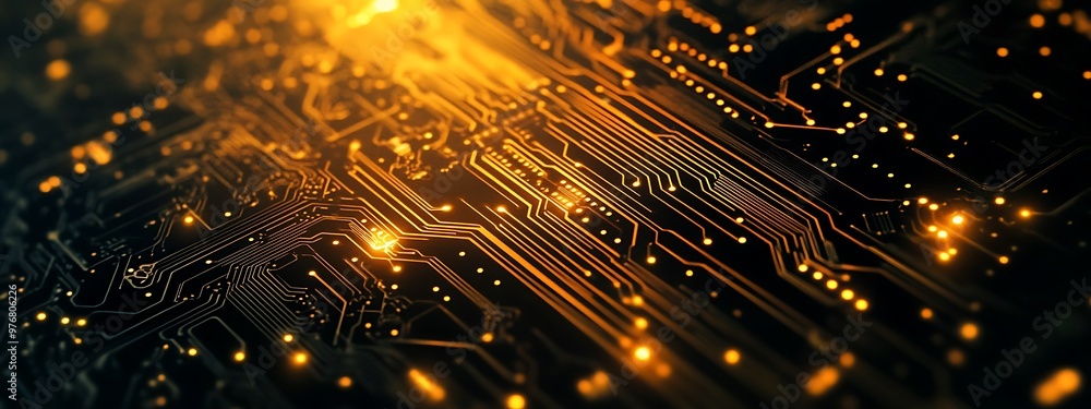 Poster illuminated circuit board with golden traces