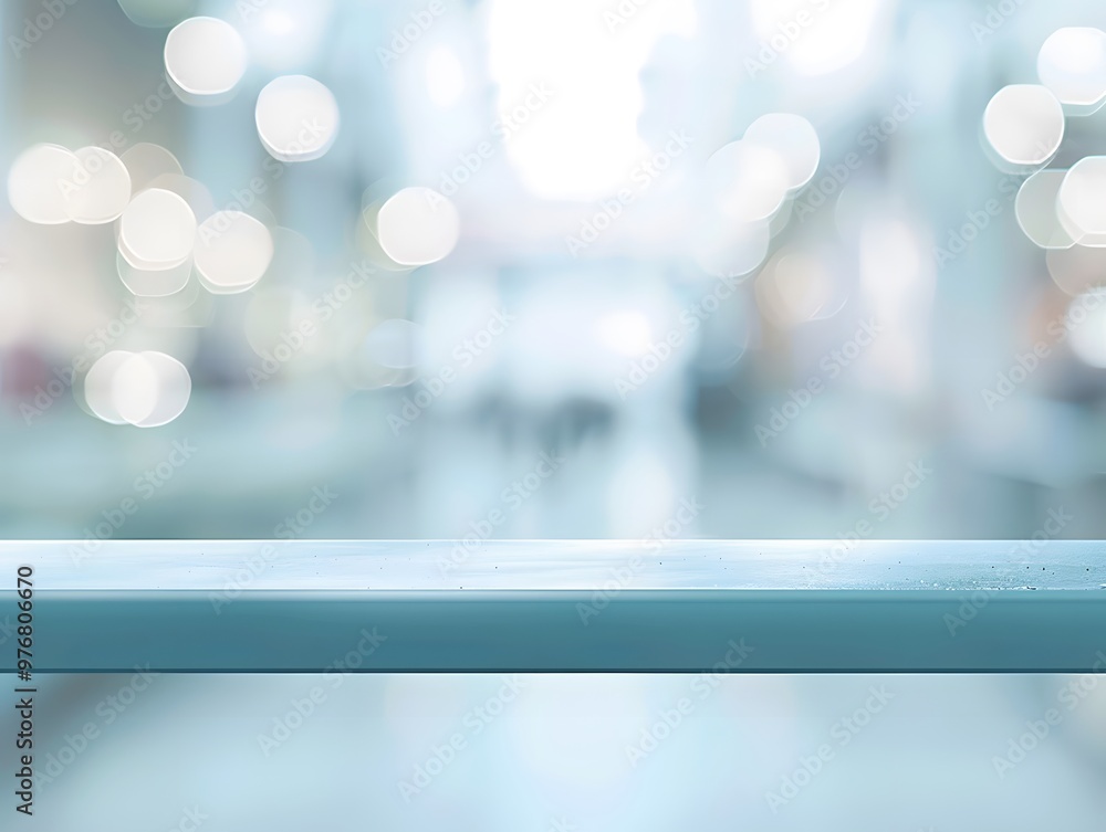 Poster a blurred background with soft bokeh effects, featuring a railing in the foreground.