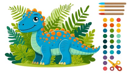 Naklejka premium A Cartoon Drawing of a Cute Dinosaur