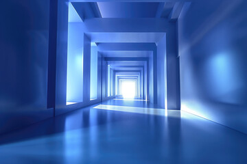 Fototapeta premium Blue technology tunnel, frame structure