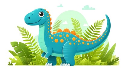 Fototapeta premium A Cartoon Drawing of a Cute Dinosaur