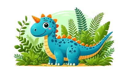 A Cartoon Drawing of a Cute Dinosaur