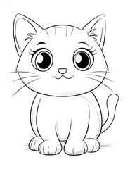 Obraz premium Kids Coloring Page: Happy Cat - Easy Coloring