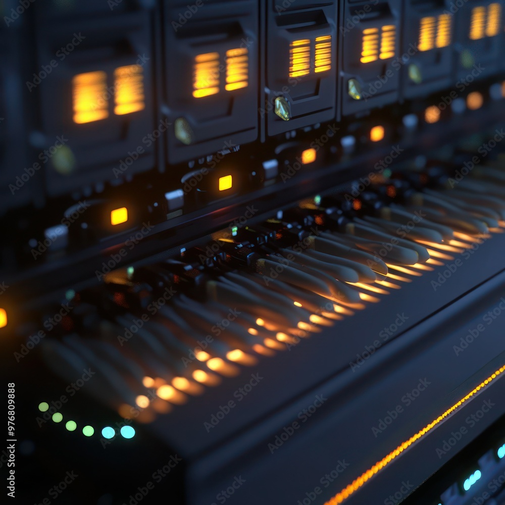 Poster 3d rendering illustration of a network switch
