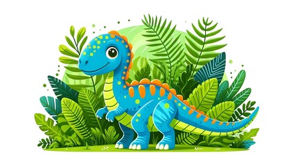Fototapeta premium A Cartoon Drawing of a Cute Dinosaur