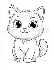 Obraz premium Kids Coloring Page: Cat and Yarn