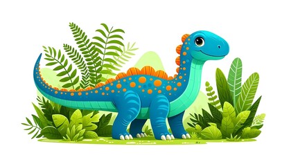 A Cartoon Drawing of a Cute Dinosaur