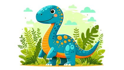Obraz premium A Cartoon Drawing of a Cute Dinosaur