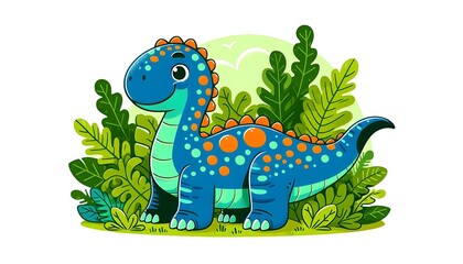 Fototapeta premium A Cartoon Drawing of a Cute Dinosaur