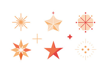 Obraz premium Colorful Star Icon Collection, Decorative Geometric Shapes for Holiday Design