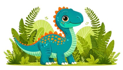 A Cartoon Drawing of a Cute Dinosaur