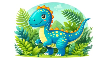 Obraz premium A Cartoon Drawing of a Cute Dinosaur