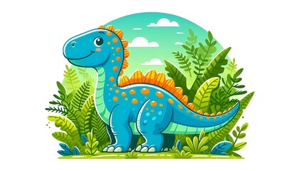 Fototapeta premium A Cartoon Drawing of a Cute Dinosaur