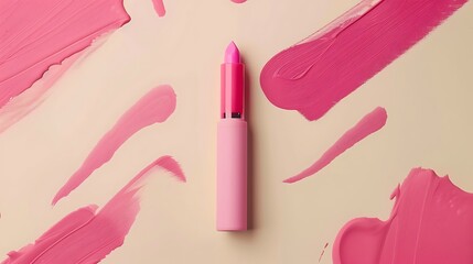 Obraz premium A mauve appear with a pink marker on a cream backdrop