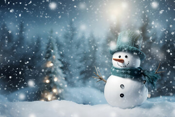 Obraz premium snow man wall background. Snowman christmas notepaper