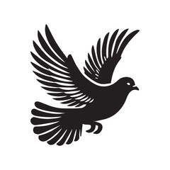 Obraz premium Domestic pigeon Outline Clipart - Columbidae Bird Vector illustration in black and white 