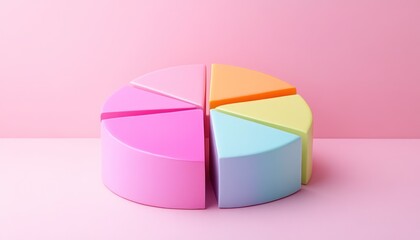 Obraz premium Colorful 3D pie chart on a pink background.