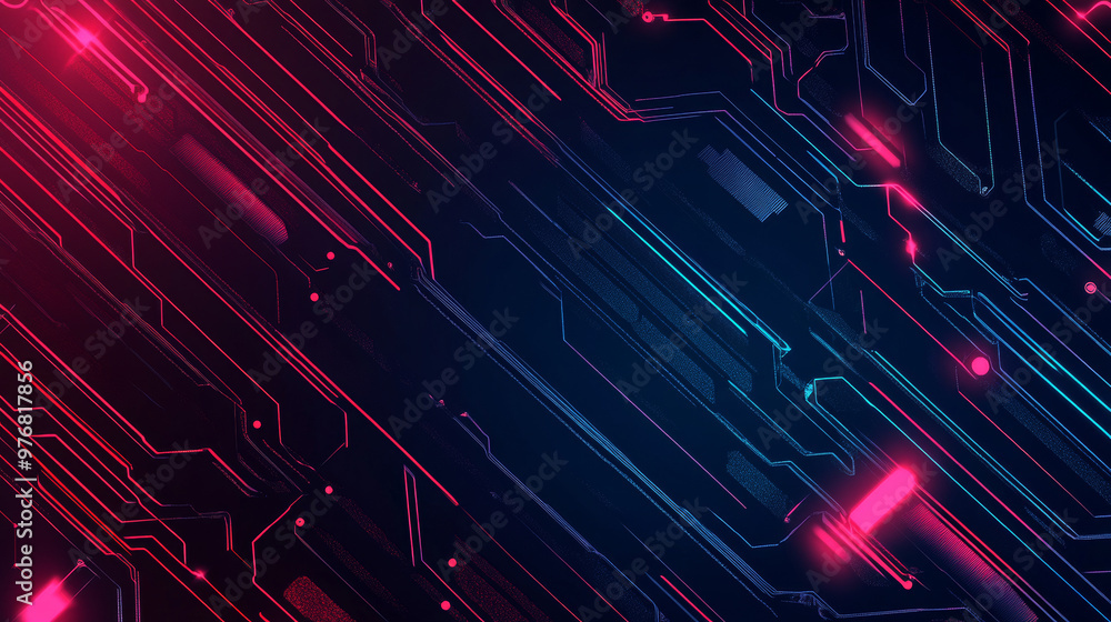 Poster the vector illustration showcases an abstract technology circuit design, featuring intricate circuit