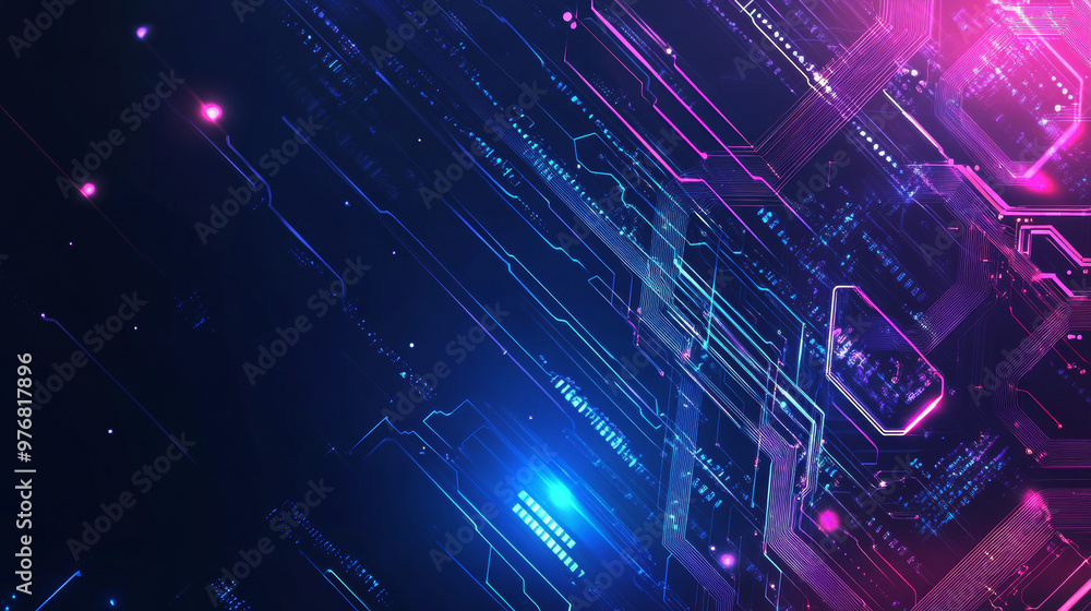 Poster the vector illustration showcases an abstract technology circuit design, featuring intricate circuit