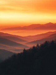 Fototapeta premium Mountain Range at Sunset