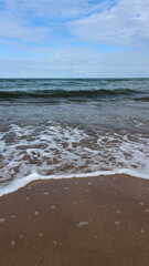 Waves rolling on the Baltic Sea coast. Seascape. Latvia