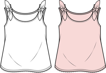 Tank top for girls technical drawing vector illustration. Top wear flat sketch