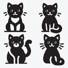 Fototapeta premium Cat Silhouette Bundle Clip Art Vector Illustration for Animal Lovers