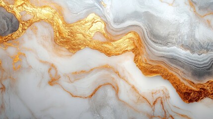 Abstract Marble Texture with Gold Veins and Swirls