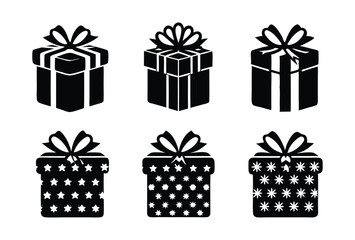 Set of Colorful Gift Boxes with Decorative Bows flat Design Vector Icons