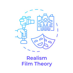 Realism film theory multi color concept icon. Movie narrative, storytelling theory. Round shape line illustration. Abstract idea. Graphic design. Easy to use in infographic, presentation