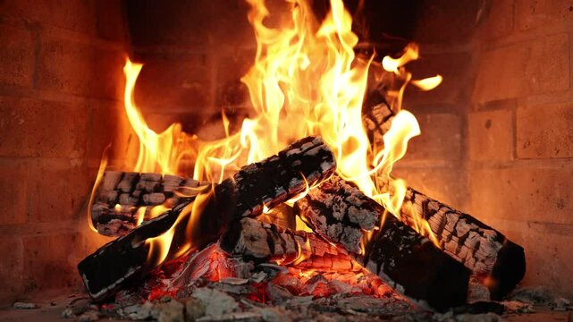 Cozy Fireplace Night. Fireplace 4k. Asmr sleep. Fire place at home for relaxing evening
