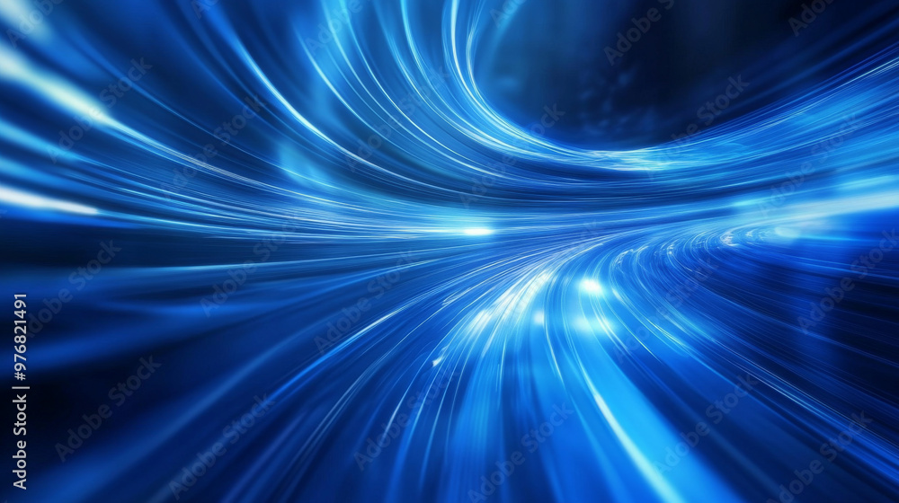 Poster abstract background with rapid-moving blue light and stripes, creating a dynamic digital effect.