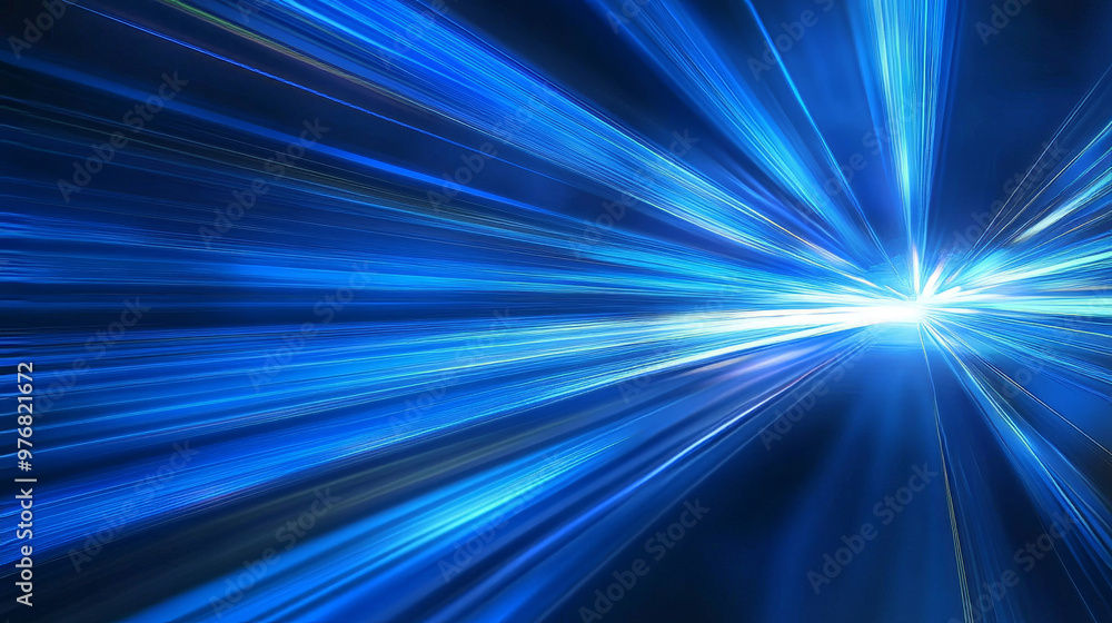 Poster abstract background with rapid-moving blue light and stripes, creating a dynamic digital effect.