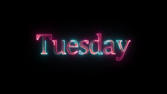 tuesday word written with black background.  Week series -TUESDAY and retro lettering icon.