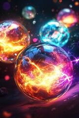 Glowing Orbs on Black Background