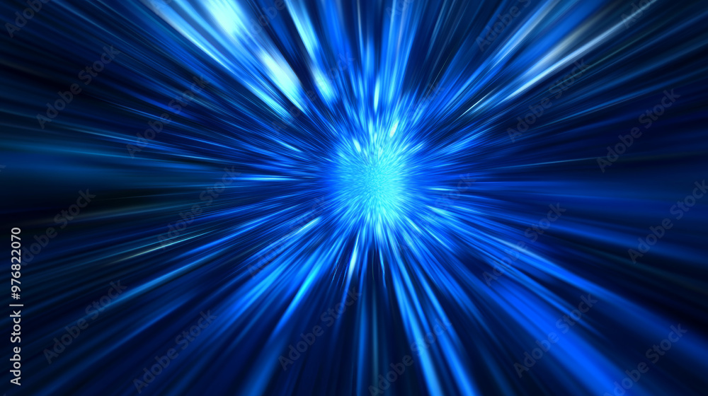 Poster abstract background with rapid-moving blue light and stripes, creating a dynamic digital effect.