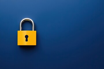 Fototapeta premium Revolutionary Cybersecurity Padlock for Enhanced Data Protection and Privacy on Cobalt Blue Backdrop