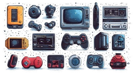 Geek culture concept, gaming items