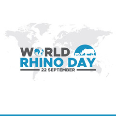 World Rhino day, 22 September, Rhino day social media template design, banner, ads, post, reel, flyer, poster, banner ads design, vector or stock illustration. Rhino day design.