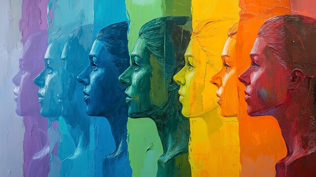 Menschen in Regenbogenfarben, Profilansicht