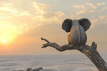 Elephant on a Branch at Sunset